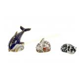 THREE ROYAL CROWN DERBY PAPERWEIGHTS