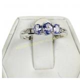 9K GOLD LAVENDER STONE AND DIAMOND RING