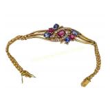 18K GOLD RUBY SAPPHIRE & DIAMOND BRACELET