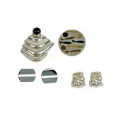 VINTAGE MEXICAN STERLING EARRINGS & BROOCHES