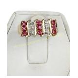 10K GOLD RUBY AND DIAMOND RING