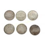 SIX CANADIAN 1951-1966 SILVER DOLLAR COINS