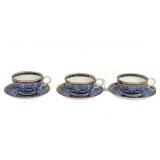 THREE ROYAL WORCESTER ROYAL LILY CUPS & SAUCERS