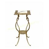 EDWARDIAN CAST BRASS PLANT STAND WITH MARBLE TOP