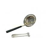 STERLING SUGAR SIFTER + BIRKS STERLING SUGAR TONGS