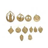 TWELVE GILDED STERLING RELIGIOUS CHARMS