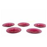 FIVE VICTORIAN CRANBERRY GLASS DEEP WELL DISHES