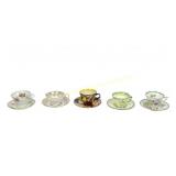FIVE 1930'S ENGLISH TEACUPS AND SAUCERS