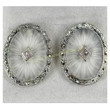 EDWARDIAN STYLE STERLING CAMPHOR GLASS EARRINGS