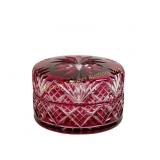 BACCARAT FRANCE RED OVERLAY CRYSTAL ROUND BOX