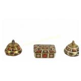 2 ROYAL CROWN DERBY OLD IMARI  LIGHTERS + CIG. BOX