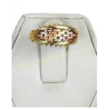 14K GOLD WOVEN TRI-GOLD RING