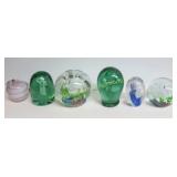 SIX HAND BLOWN GLASS PAPERWEIGHTS