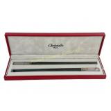 TWO PAIRS CHRISTOFLE EBONY & SILVER CHOPSTICKS