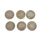SIX CANADIAN 1955-1966 SILVER DOLLAR COINS