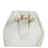 BIRKS 14K GOLD PEARL AND DIAMOND RING
