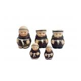 5 PC. GOEBEL FRIAR TUCK MONK TABLE WARE