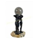 BRONZE STATUE - THREE MEN HOLDING A STONE BALL