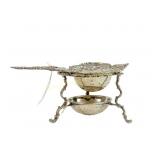 .800 SILVER ORNATE TEA STRAINER ON STAND