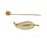 VINTAGE BIRKS 14K GOLD BROOCH + 14K GOLD STICKPIN