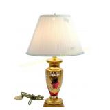 BOHEMIAN GILDED & ENAMELLED CRANBERRY GLASS LAMP