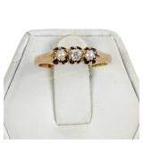 VINTAGE 10K GOLD DIAMOND AND SEED PEARL RING