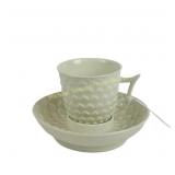 18TH C SAINT-CLOUD PORCELAIN TREMBLEUSE CUP+SAUCER