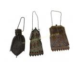 THREE 1920'S ENAMELLED AND MESH PURSES