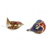 TWO ROYAL CROWN DERBY PORCELAIN BIRD PAPERWEIGHTS