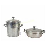 VINTAGE HAMMERED ALUMINUM ICE BUCKET & CASSEROLE