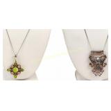 TWO STERLING GEMSTONE PENDANT NECKLACES