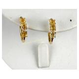 14K GOLD CITRINE HOOP EARRINGS