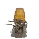 ART DECO HORSE AND FEMALE RIDER FIGURAL LAMP