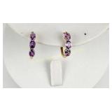 14K GOLD AMETHYST HOOP EARRINGS