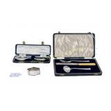 CASED STERLING FLATWARE AND NAPKIN HOLDER