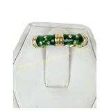 14K GOLD GREEN ENAMEL RING