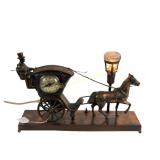COPPER HORSE AND CARRIAGE CLOCK LAMP