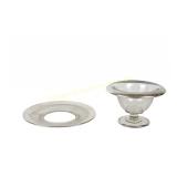 SILVER OVERLAY GLASS PEDESTAL BOWL WITH UNDERTRAY