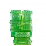 SIX 1930'S GREEN URANIUM GLASS COVERED DISHES
