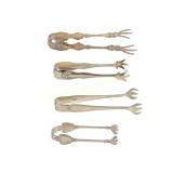 FOUR PAIRS OF STERLING SUGAR TONGS