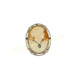 14K GOLD & DIAMOND HABILLE CAMEO PENDANT BROOCH