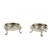 PAIR 1752 GEORGIAN STERLING CAULDRON SALTS