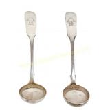 PAIR OF VICTORIAN CRESTED STERLING TODDY LADLES