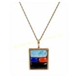14K GOLD MURANO GLASS INLAY PENDANT NECKLACE