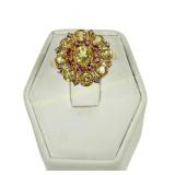 10K GOLD CITRINE TOURMALINE & DIAMOND RING