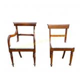 TWO SOLID MAHOGANY CHAIRS - ONE WITH ARMS