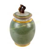 ROYAL COPENHAGEN GREEN CRAQUELURE JAR