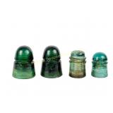 4 BROOKFIELD + AM.TEL & CO.GREEN GLASS INSULATORS
