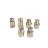 SIX STERLING INDIVIDUAL SALT AND PEPPER SHAKERS