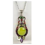 NICKY BUTLER STERLING GEMSTONE PENDANT NECKLACE